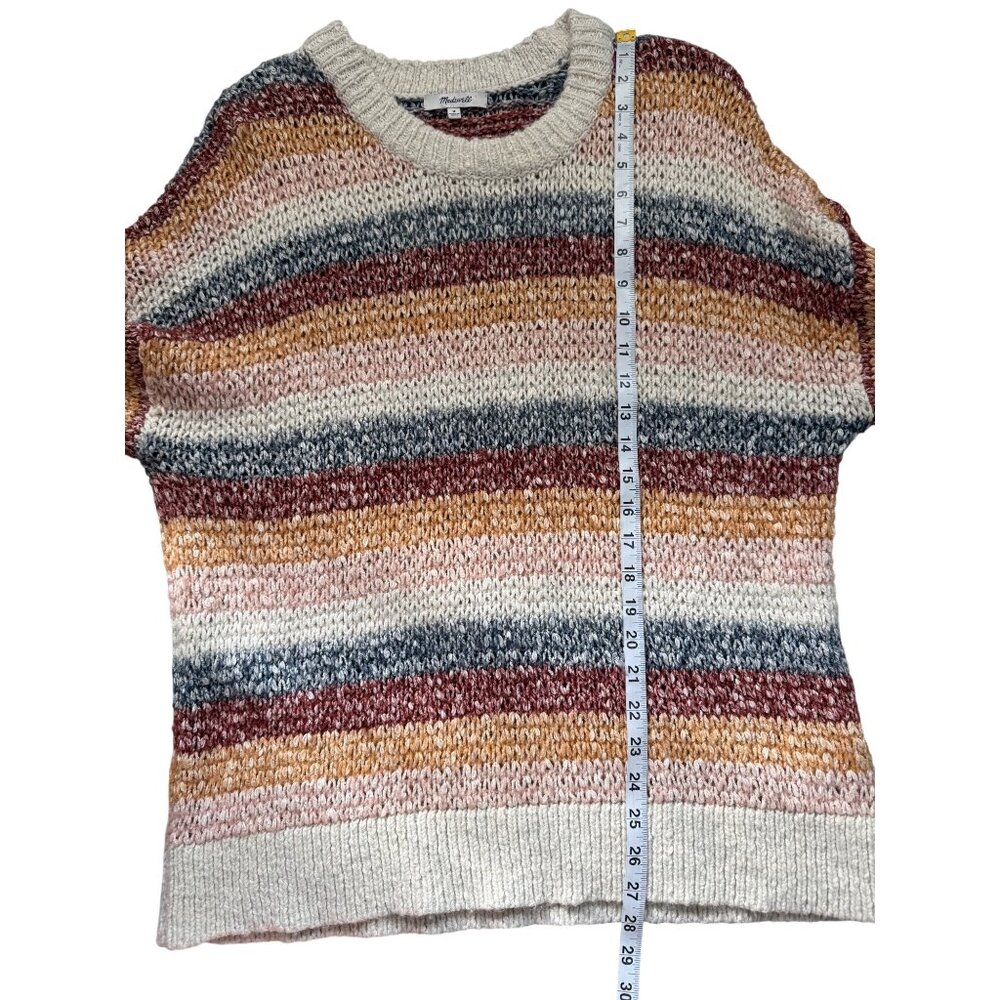 Madewell Womens Size M Baez Pullover Sweater Striped Oversized Earthy Tones - Picture 7 of 8